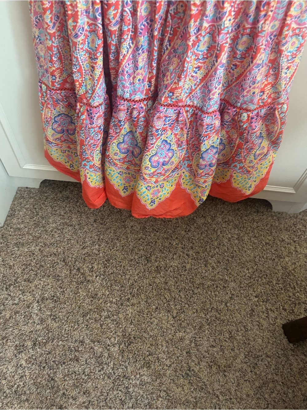 Talbots Coral Paisley Tiered Maxi Dress